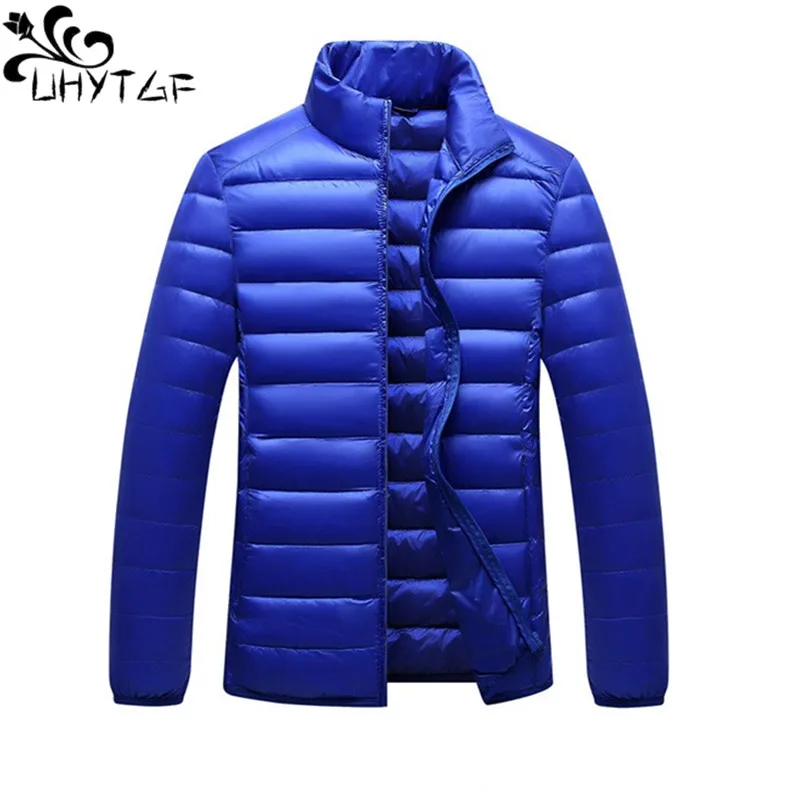 

UHYTGF Lightweight Down Jacket Autumn Winter Parkas Coat Men's Casual Warm Male Cotton Overcoat Young Men Short Outewear 3XL139