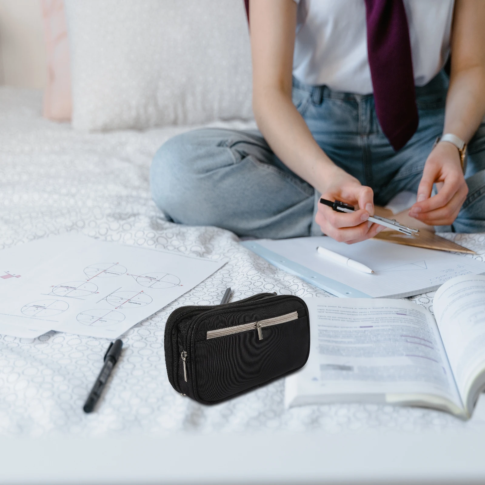 

Pencil Case and School Cases Stationery Box for Office Multi Pocket Multi-layer Organizer Student Large Transparent
