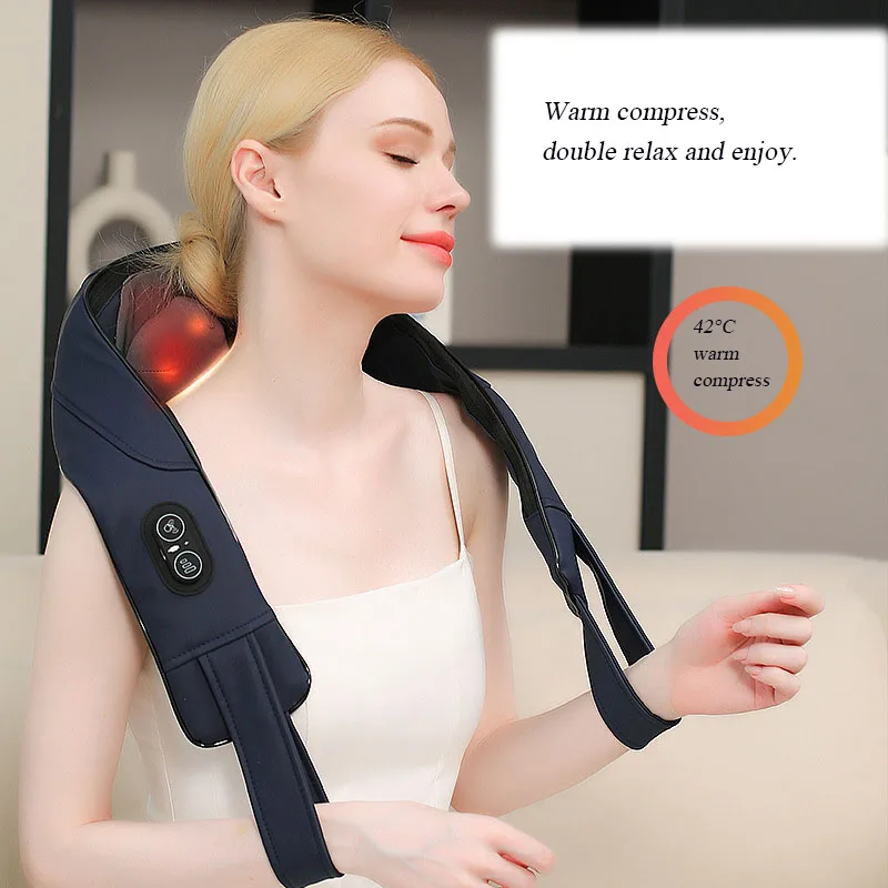 مدلك للرقبة بالأشعة تحت الحمراء قابل لإعادة الشحن ، محاكاة ثنائية الاتجاه ، عجن الصحافة ، ظهر شبه منحرف ، شال تدليك بضغط ساخن