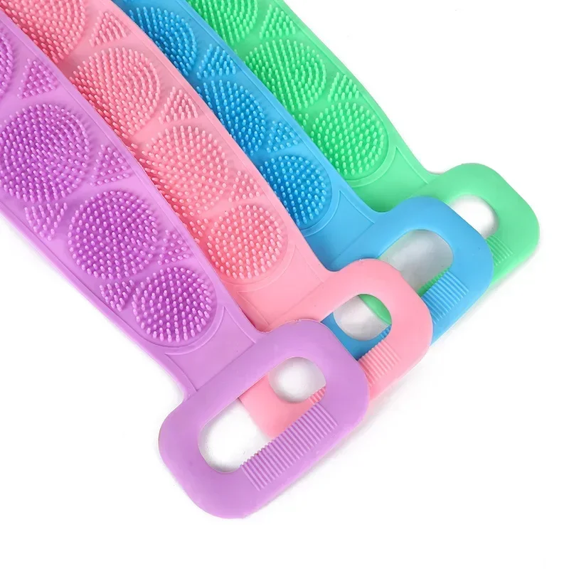 1pc Silicone Corpo Scrubber Spazzola per doccia Bagno Spazzola esfoliante Cintura Scrub per la schiena Detergente per il corpo Cinghia per la pulizia Accessori per il bagno