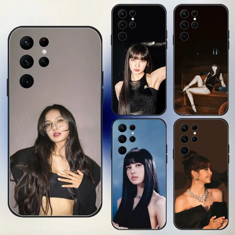 L-Lisa Rockstar Phone Case For Samsung S24,23,22,30,21,10,9,Ultra,Plus,Lite,FE,5G B-BlackpinkyS Black Soft Case