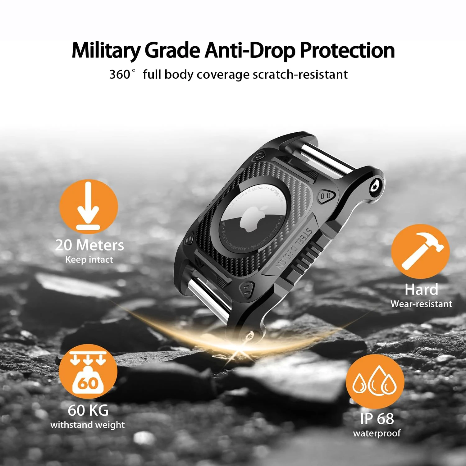 Compatible Apple Airtag Dog Collar Holder Air tag Keyring Waterproof Hard TPU Full Protection Airtag Case for Key GPS Tracker