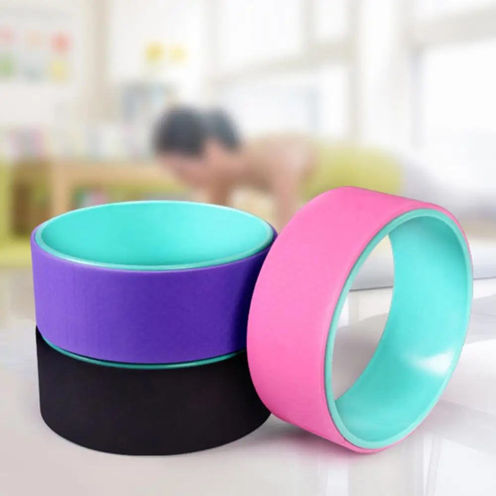 Yoga Pilates Circle Gymnastics Exercise Fitness Back Stretch Roller Ring Wheel Premium PC Yoga Strap Comfortable and Durable