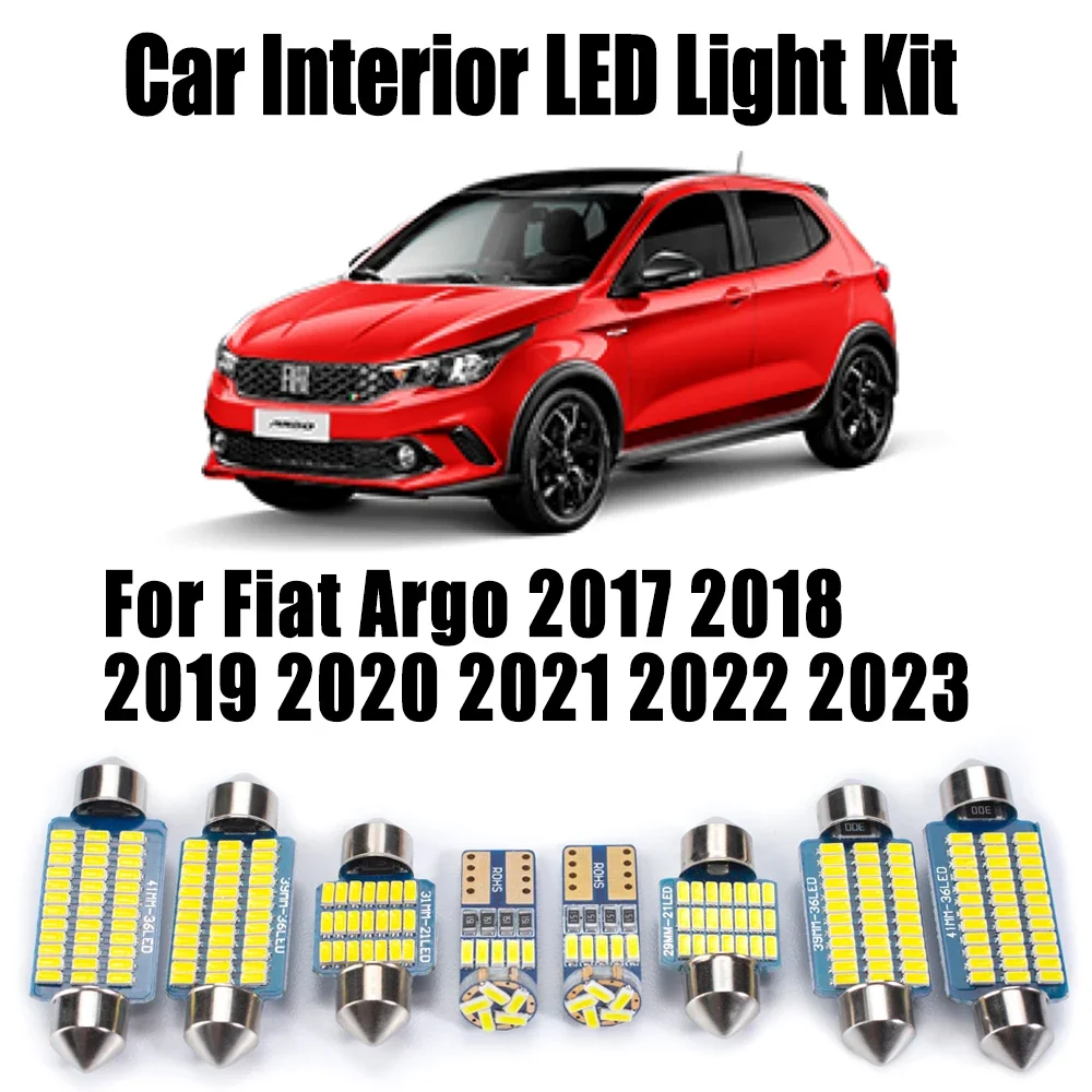 

10Pcs Canbus For Fiat Argo 2017- 2021 2022 2023 Car Accessories Vehicle LED Interior Map Trunk Vanity Mirror Light Bulbs Kit