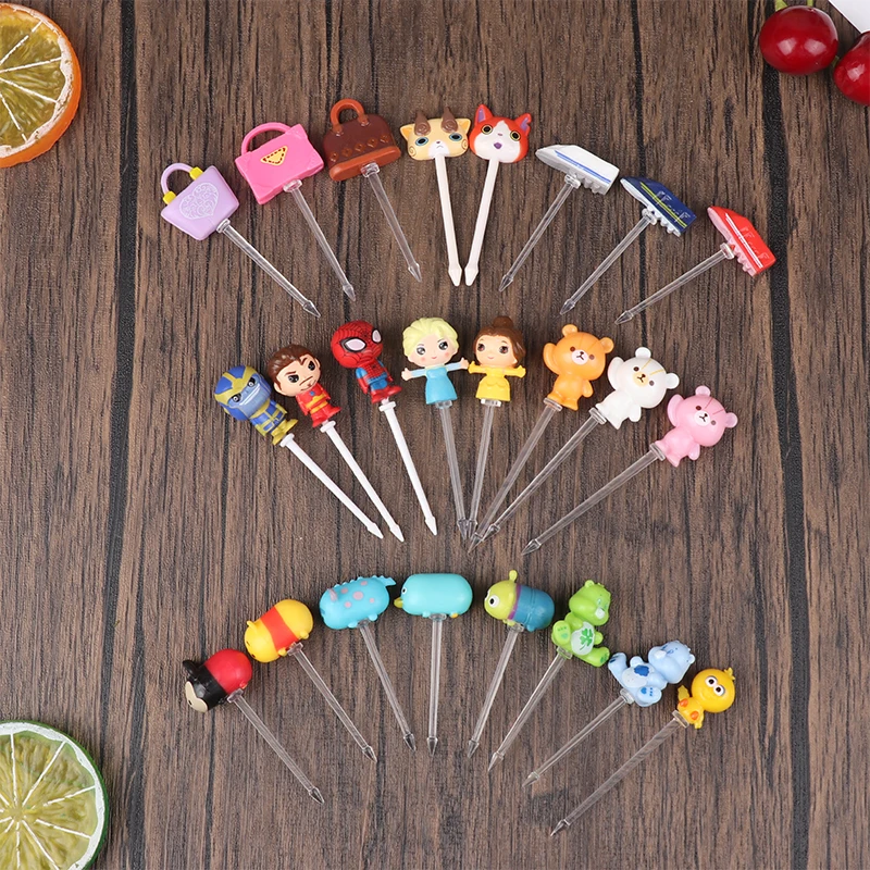 5Pcs Cartoon Animal Fruit Fork Children Cake Dessert Food Anime Characters Toothpick Bento Lunch Bento Accessories Party Decor