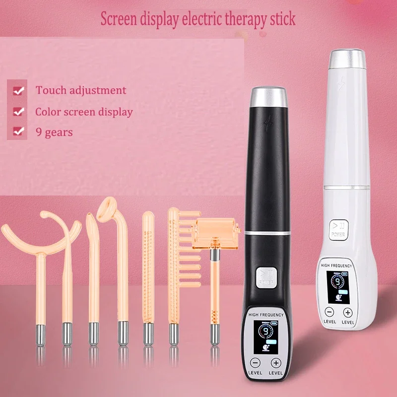 New High Frequency Electric Therapy Stick with Digital Display and Touch, 9-speed Adjustable Electric Therapy Stick Set of Seven