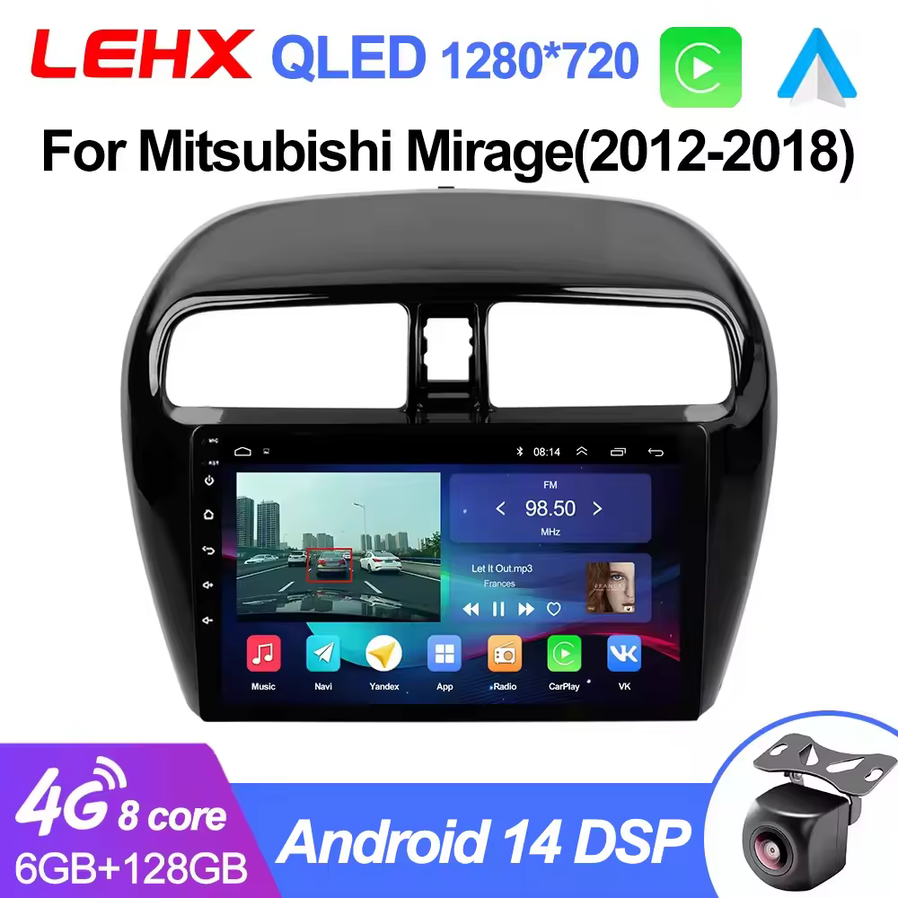 LEHX L6Pro 2 דין אנדרואיד 14 רכב רדיו מולטימדיה עבור מיצובישי מיראז' Spacestar Attrage 2012-2018 GPS ניווט Carplay 2din