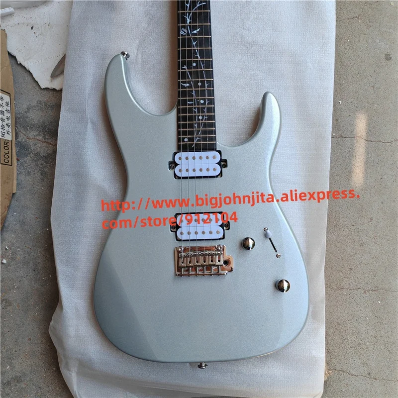 Customized 6 Strings Tremolo Electric Guitar,Round Headed Frets Ebony Fretboard Pull-Up Volume Switch