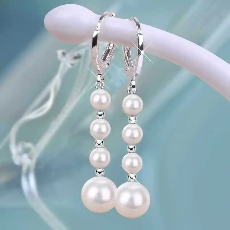 

Fashion Creative Long Beaded Earrings for Women Girls Vintage Temperament Holiday Pearl Tassel Earrings Ladies Jewelry Gift