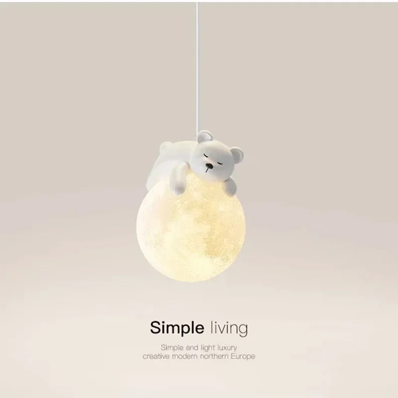 Cute Little Bear Rabbit LED Pendant Lamps for Child Bedroom Bedside Table Dining Room Chandelier Home Decor Lighting Fixture