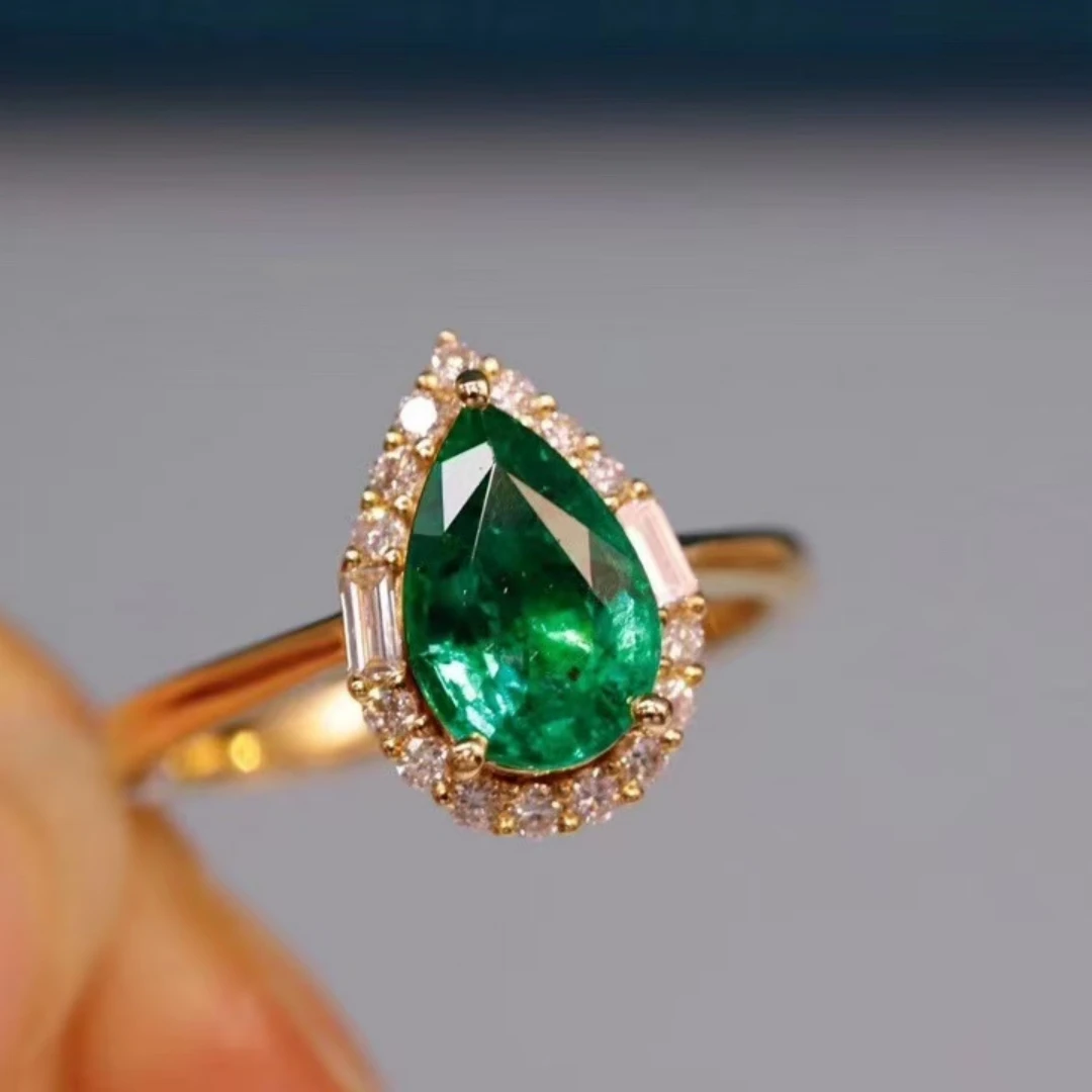 KJJEAXCMY Fine Jewelry High Clarity Natural excellent Colombian Emerald Women's Ring S925 Silver Electroplating Process Inlaid