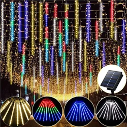 LED Solar Lights Meteor Shower Rain Tree String Light Xmas Party Outdoor Waterproof Solar Christmas Lights 8 Tube 30CM