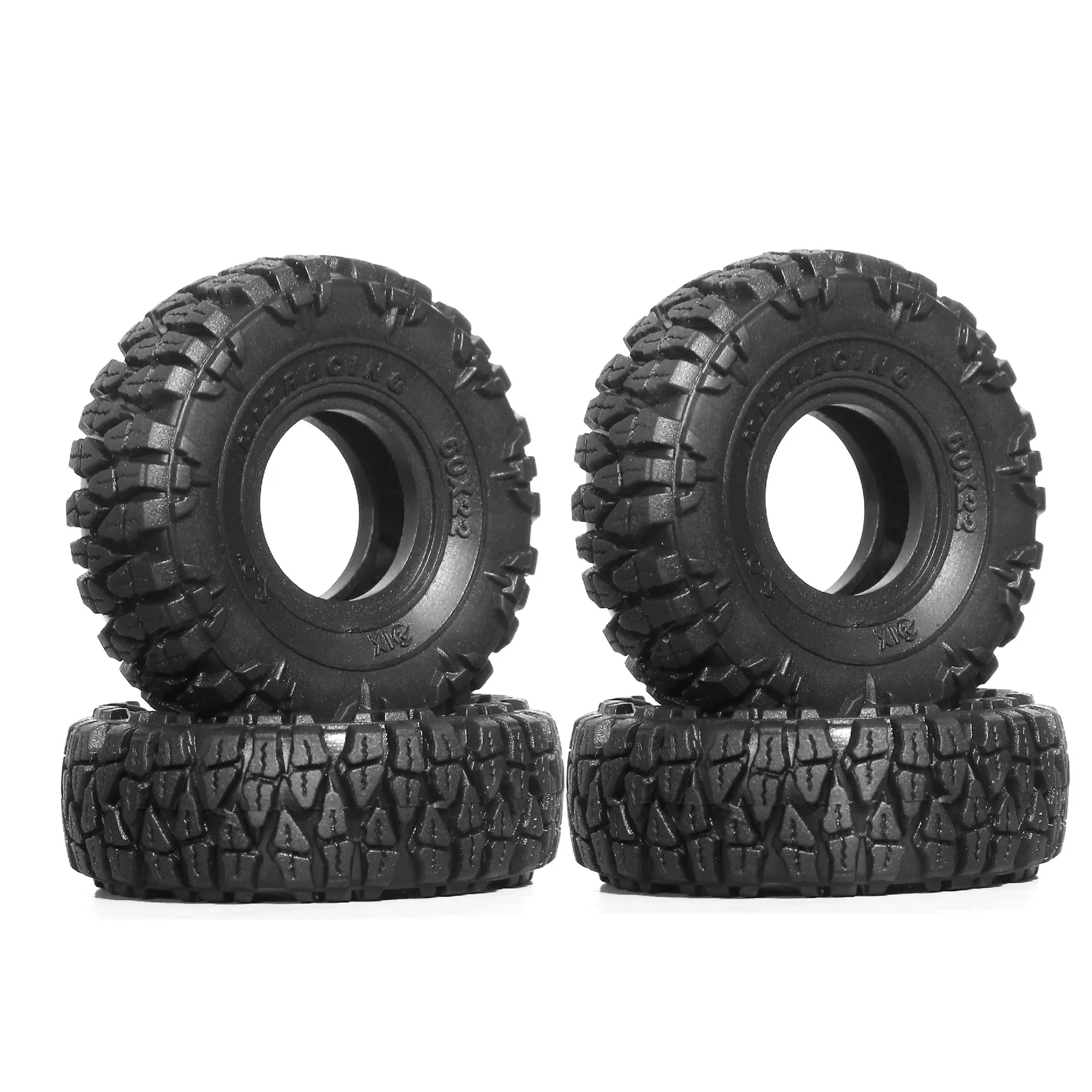 

4pcs 1.0 Tires Soft and Sticky 1.0 Crawler Tires for 1/18 TRX4M 1/24 RC Crawler Axial SCX24 FMS FCX24 RC Crawler Car 60 * 22mm