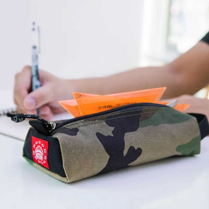 RGH Camo Pencil Case, Minimalist Stationery Pouch, Retro Portable Storage Bag for Boys Students