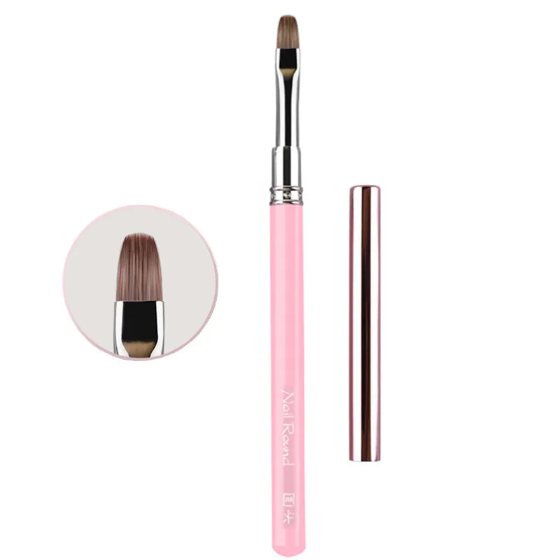 1/3PCS Pink Round Handle Gel Painting Brush Nail Art For Gel Tip Extension Acrylic Builder Accessory Nail Art Brushes