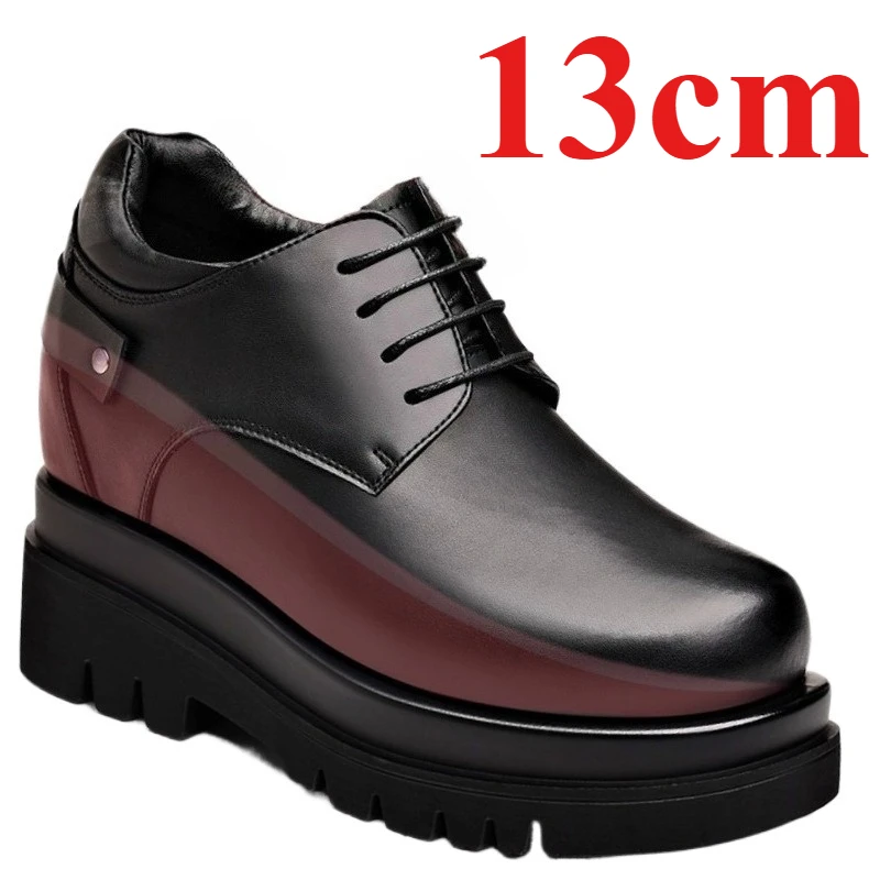 British Ultra High 13cm Elevator Shoes Men's Dress Shoes Business Casual Height-increasing Shoes Wedding Thick Soled Derby Shoe