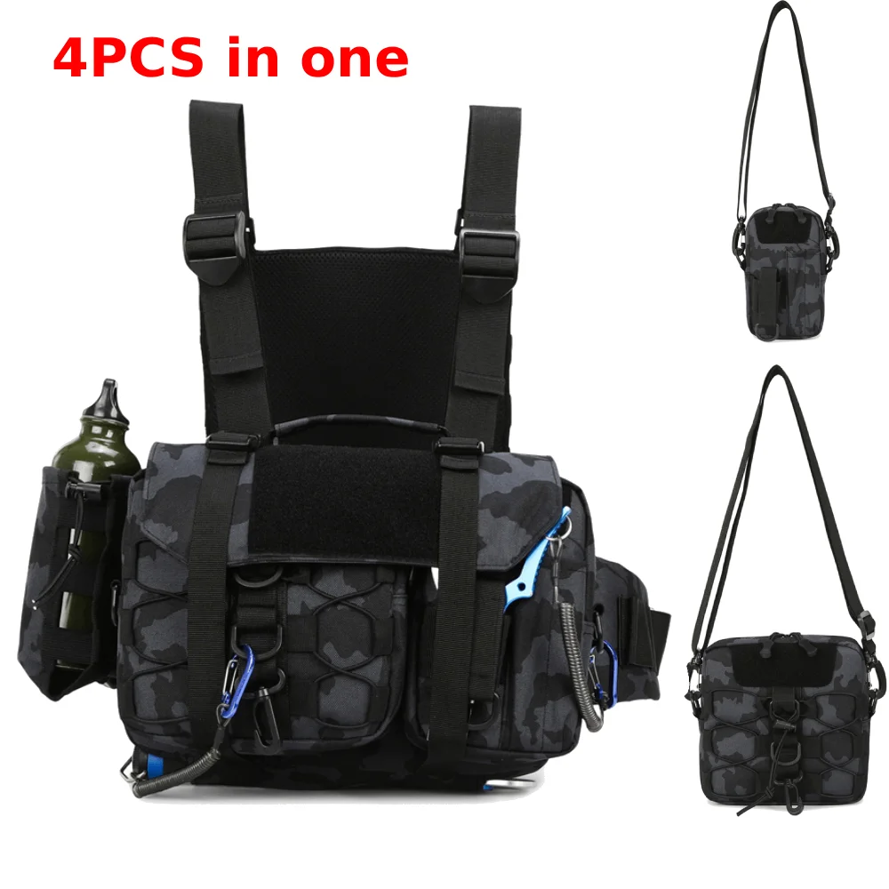 Utility Waist Chest Backpack Men Outdoor Tactical Sling Pouch Bag Multi-Pocket Functional Bag for Fishing Climbing Camping