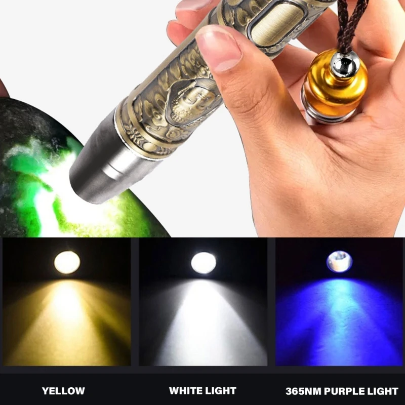 Compact LED Gemstones Examination Torch with Multiple Light Settings Multi Light Gemstones Torch for Jade Enthusiasts