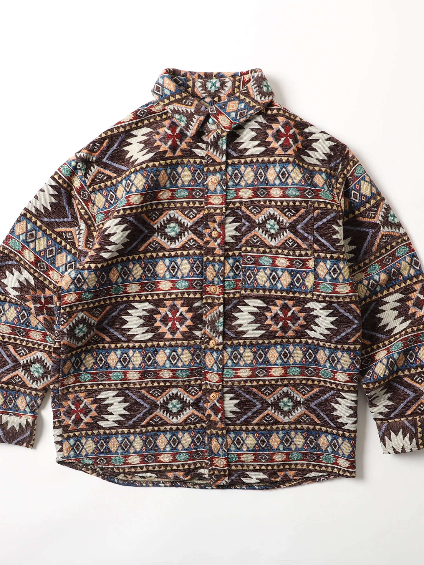 

Retro Ethnic Embroidered Thiened Long Sve Men's irt Loose Casual Outerwear Collared Open Cardigan Sle Polyester Cott...