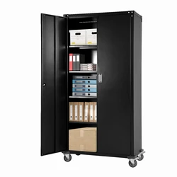 Online Products Custom Office Furniture Steel Metal Tool Storage Swing 2 Door Garage Cabinet With Four Wheels