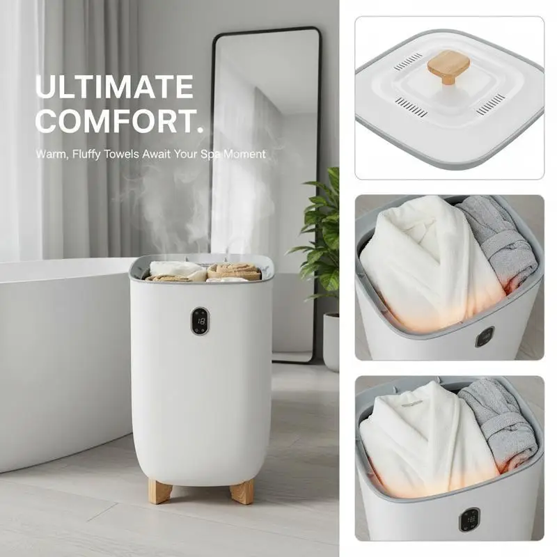 Towel Heating Bucket 35L For Bathroom Spa Home, Auto Shut Off Large Capacity Fits 6 Oversized Blankets Clothes Bathrobes PJs