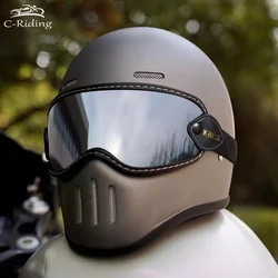 Casco De Moto Unisex, carcasa De fibra De vidrio Thompson, cara completa, Vintage, con visera, aprobado por Dot