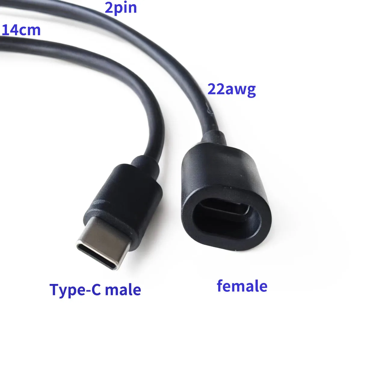 1-5 pieces of 2P male to female connector 5V 2A charging plug and unplug soldering USB-C maintenance cable interface