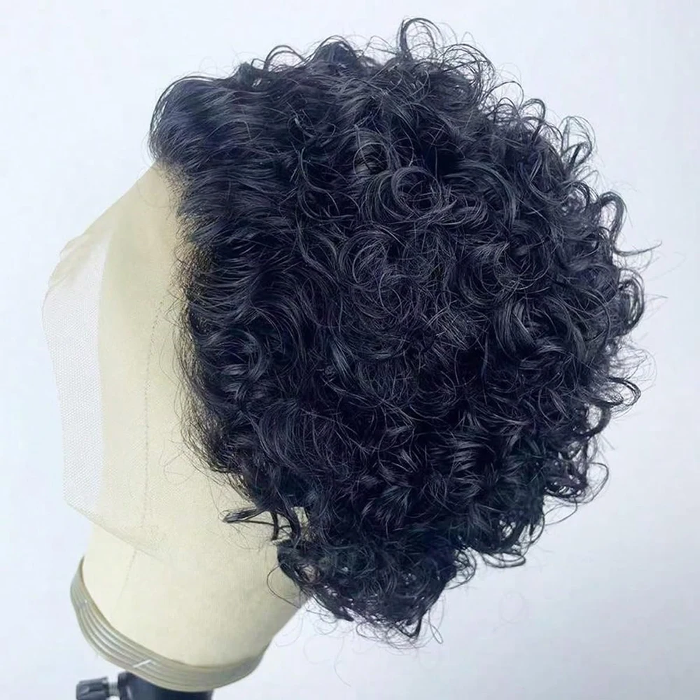 

13X4 Lace Fornt Short Curly Human Hair Wigs Pixie Cut Wig Human Hair Wear and Go Glueless Wigs Pre cut Deep Wave Lace Front Wig