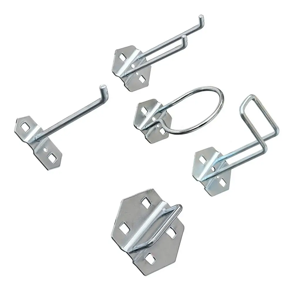 

5pcs Tool Hook Set 100mm Single Double Slope Ring Hooks Pegboard Shelving Hardware Accessories Storage Solution