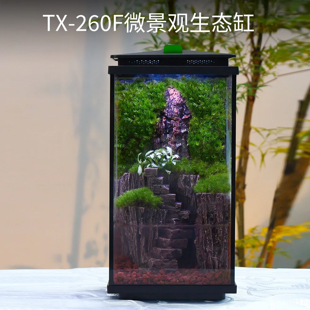 Micro-landscape creative ecological tank, desktop moss landscaping glass rainforest ecological aquatic plant tank