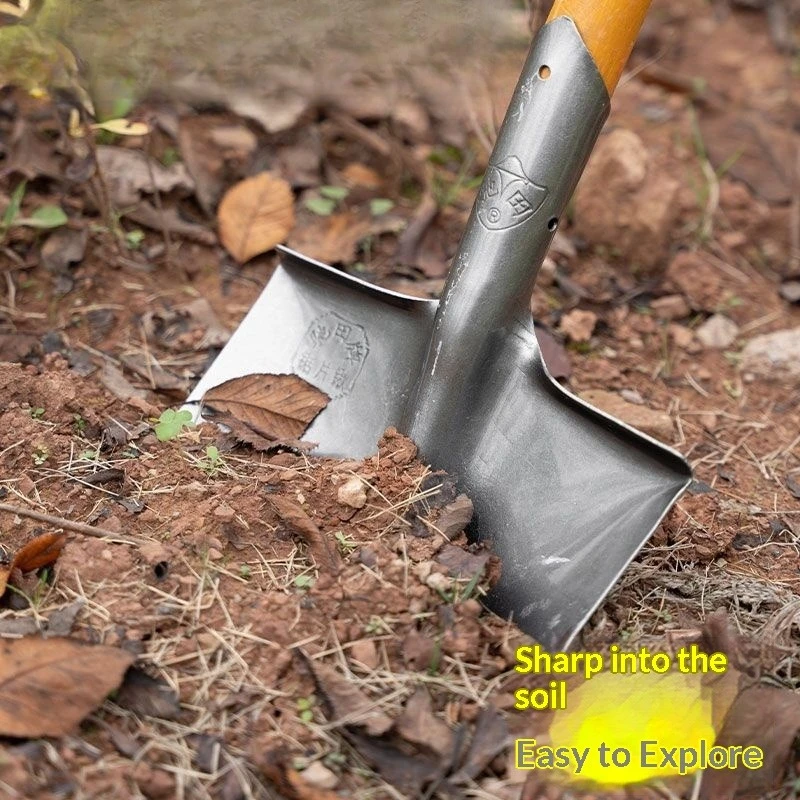 Thickened Firefighting Steel Shovel Track Industrial Garden Shovel Outdoor Sharp Square Coal Shovel All-Match Farming Shovel