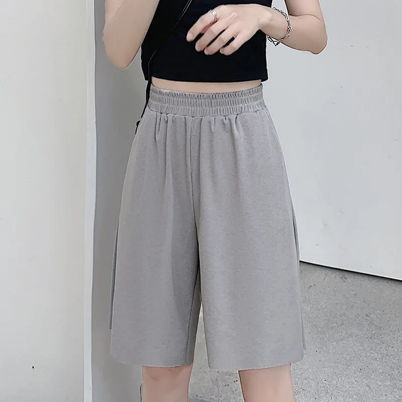 Women\'s Summer Shorts Thin Loose High Waist Straight Casual Wide Leg Pants Sports Shorts Elegant Solid Color Women Clothing