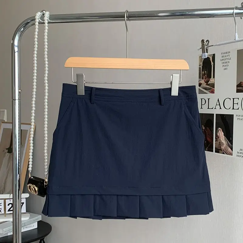 

Petite 2024 New High Waist Skirt Summer Mini Pleated Skirt Women Small Size Korean Style Golf Skirt Slim Fit Stretchy Casual
