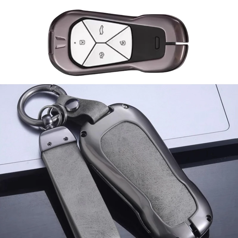 Car Key Cover Fit for Xpeng G9 G6 Modification Zinc Alloy Protective Cover High-end Retro Buckle Shell Car Interior Accessories