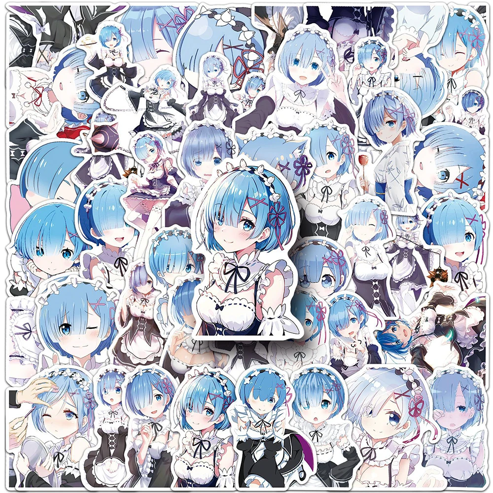 10/30/51Pcs Re Zero Rem Cartoon Stickers Kawaii Girls Anime Sticker Laptop Luggage Suitcase Scrapbooking Cute Decals Decoration