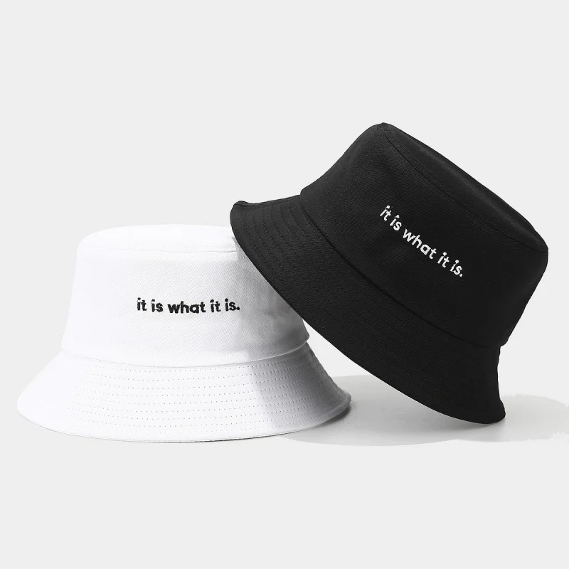 It Is What It Is Slogan Embroidered Bucket Hat Casual Unisex Sun Protection Cap