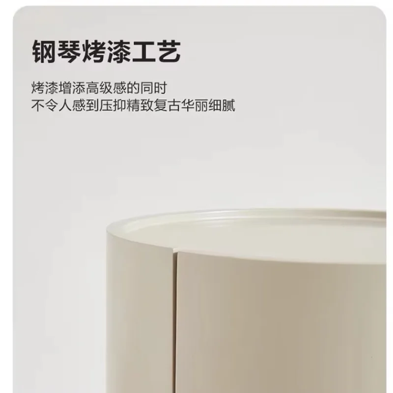 Round paint simple bedside table high-end bedroom Italian minimalist ultra-narrow cabinet bedside table cream wind storage cabin