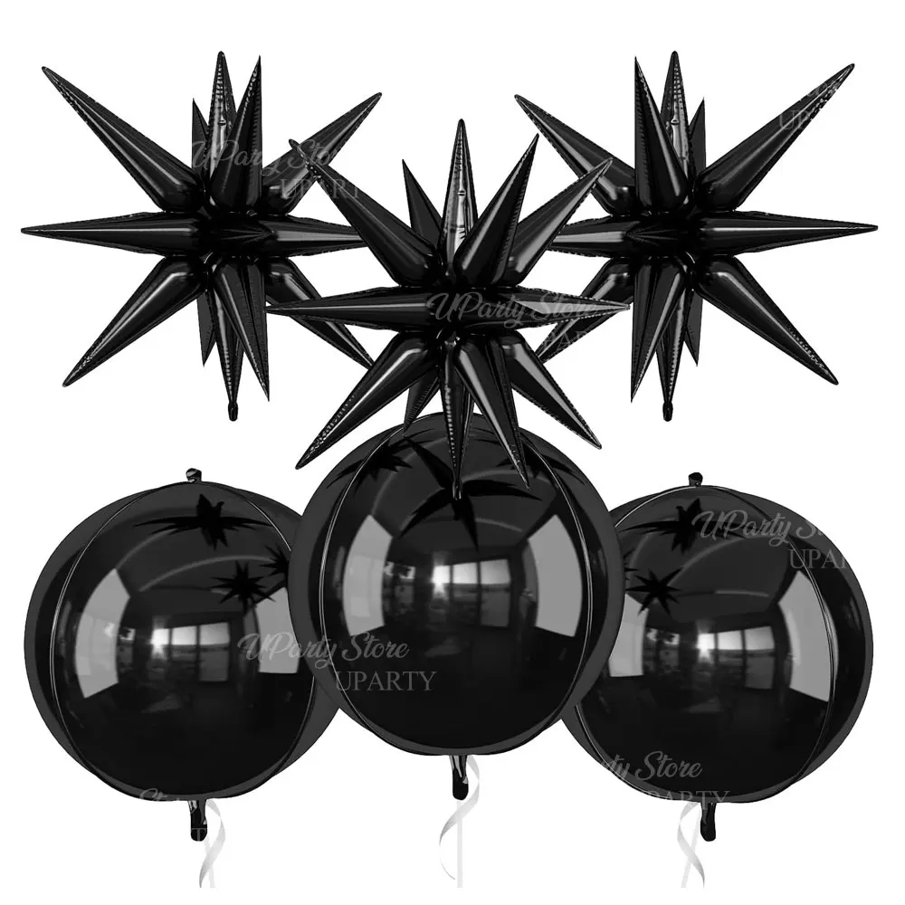 6 Stück Goldstern-Geburtstagsballons, 55,9 cm, 4D, rund, Helium, Globo Starburst Sterne, Folienballons für Hochzeitstag, Party-Dekoration – Detail 8