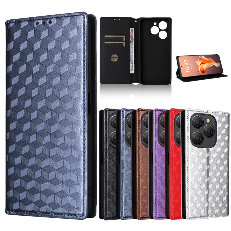 For Blackview Shark 9 stereoscopic lines flip wallet skin PU case purse for Blackview Shark9 Shark 9 Magnetic Phone Cover