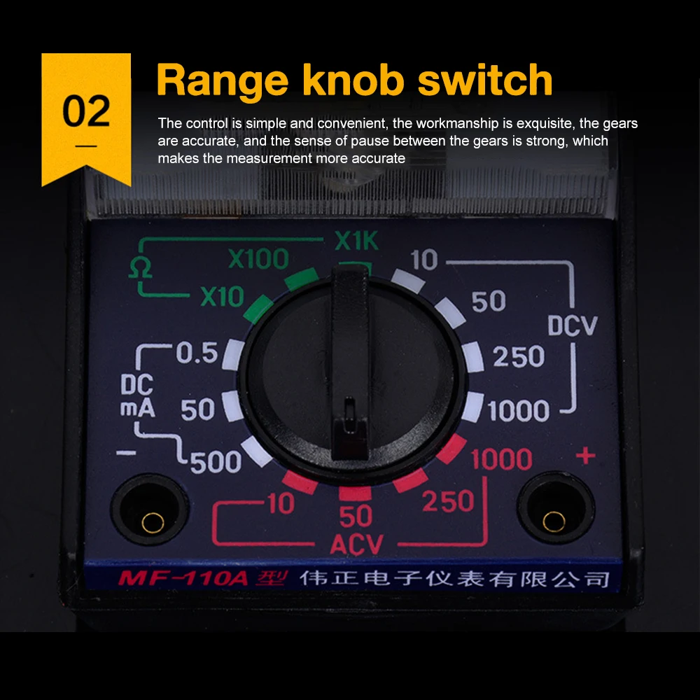 MF-110A Analog Multimeter Multitester Portable Electric Voltmeter Ammeter Voltage Current OHM Multi Meter Tester