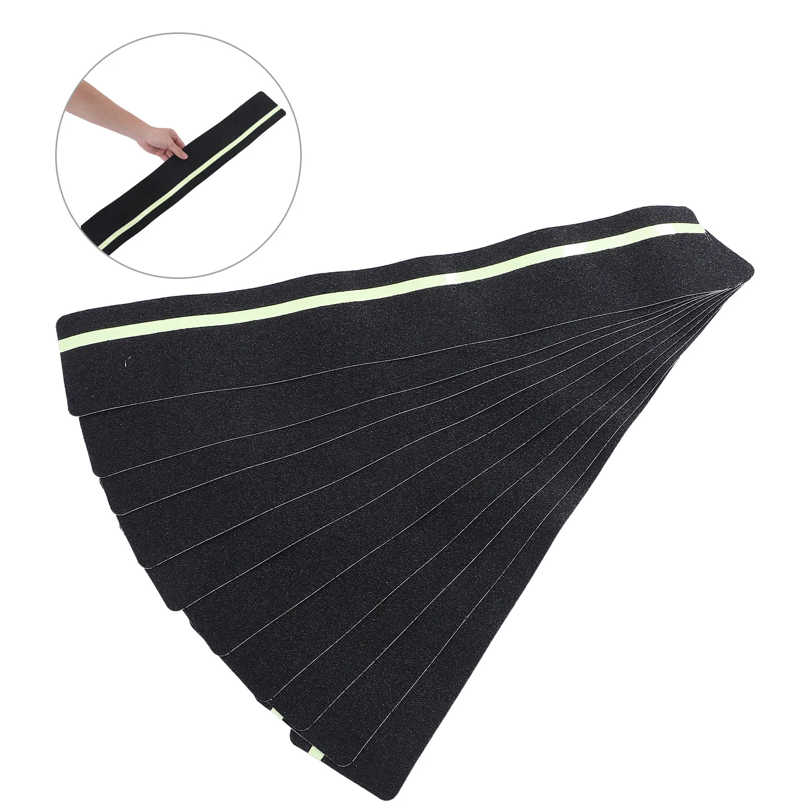 10Pcs Anti Slip Stair Tread Glow in Dark Tape 24x3.9in Nonslip Reflective Grip Tape Indoor Outdoor Stair Safety Traction Strips