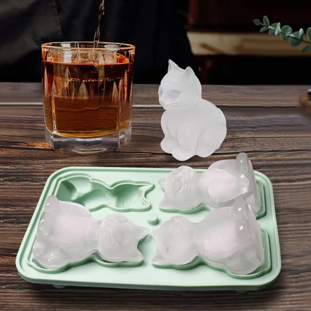 

Cat-Shaped Silicone Ice Cube Trays with Funnel Lid for Bourbon Whiskey Cocktails Freezer Mold for Pet Lovers Dropshipping