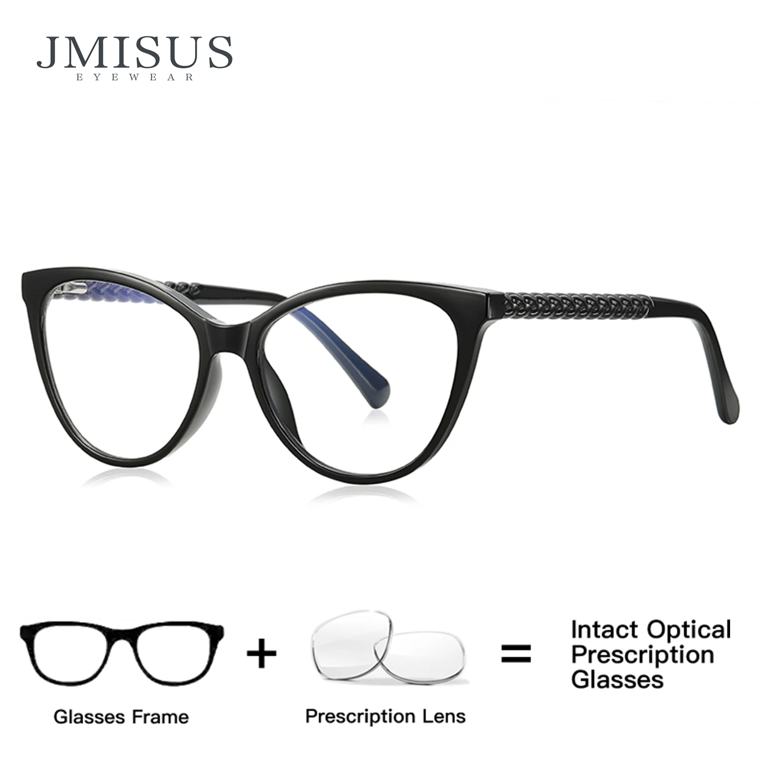 

JMISUS Custom Butterfly Prescription Glasses for Women Classic Square Shape Photochromic Anti Glare Lenses Spring Hinge