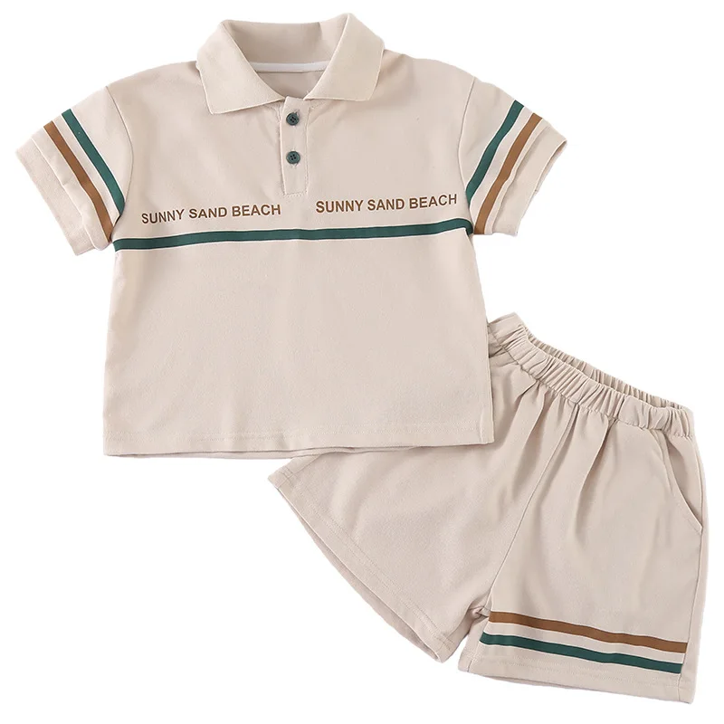 Summer Children Short Sleeve Clothes Set Boys Girls Letter Print T Shirts + Shorts 2pcs Suit Kids Casual Sports Outfits 1-8 Year