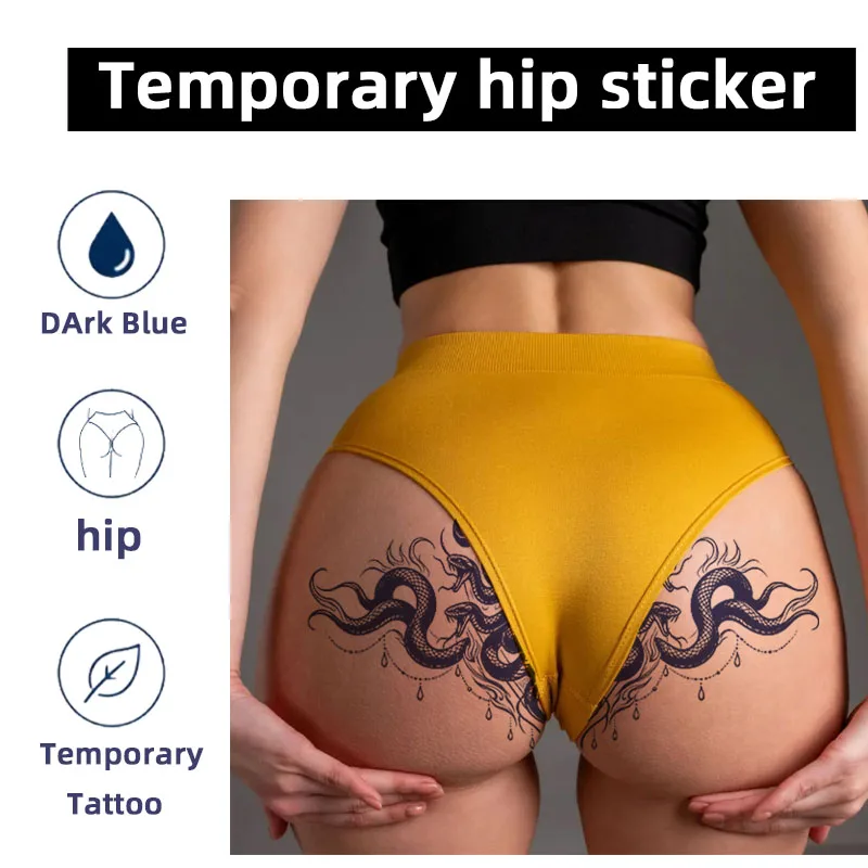 Realistic Tattoos on Female Buttocks and Buttocks, Waterproof Body Art, Realistic Snake Vine Pattern, Temporary stickers, Juice