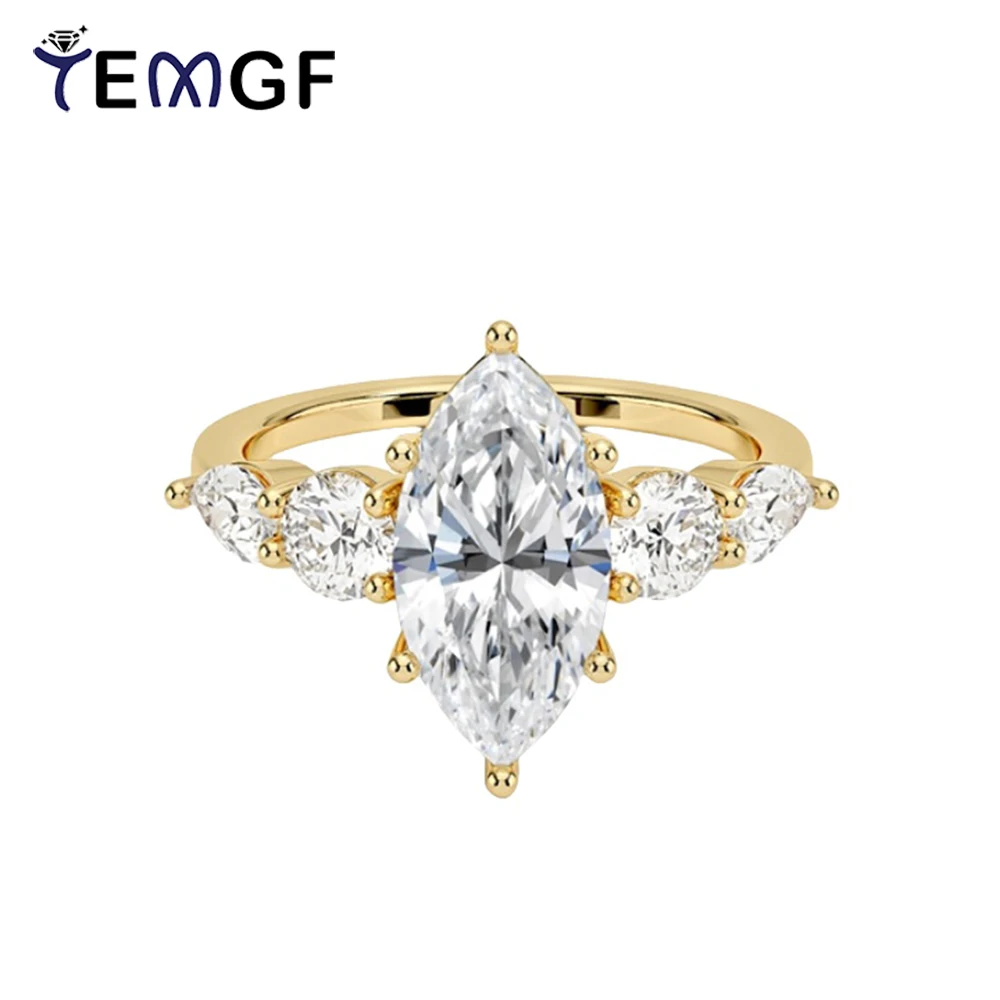 

TEMGF 0.8CT/1CT Moissanite Ring 925 Sterling Silver Gold Plated Fine Jewelry for Women Luxury Engagement Wedding Ring With GRA