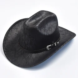 Uomo donna Western Cowboy cappelli ecopelle Vintage Gentleman Cowgirl Jazz cappelli Sombrero Hombre