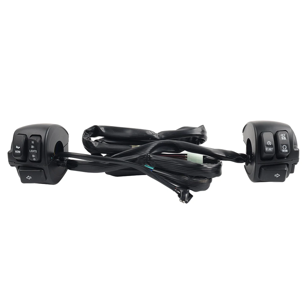 Black Motorcycle Handlebar Control Switches+Wiring Harness For Harley Davidson Dyna Vrod Softail Sportster 1996-2014