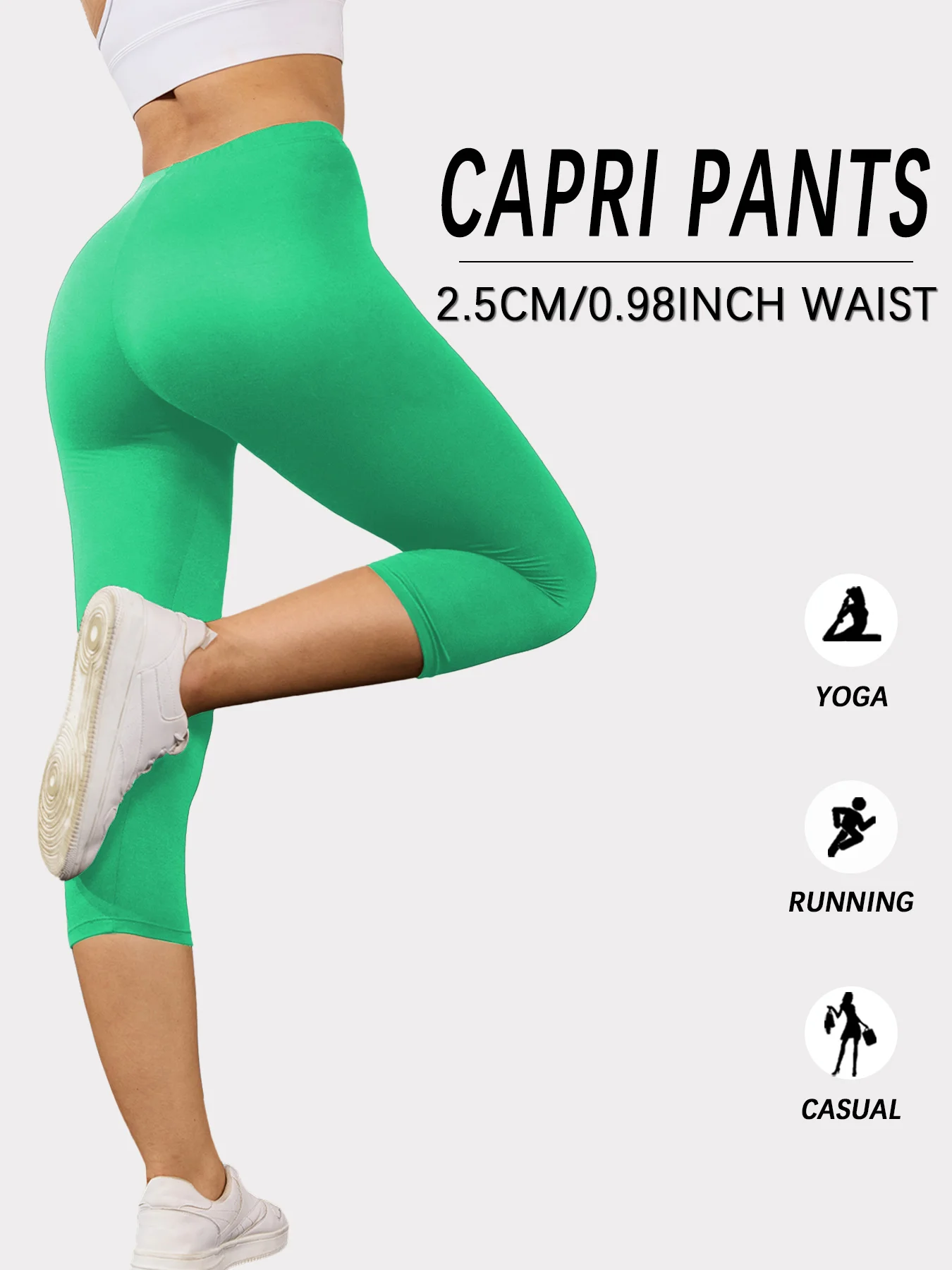 Super Soft Capri Pants for Women No See Through Workout Running Yoga Athletic Leggings