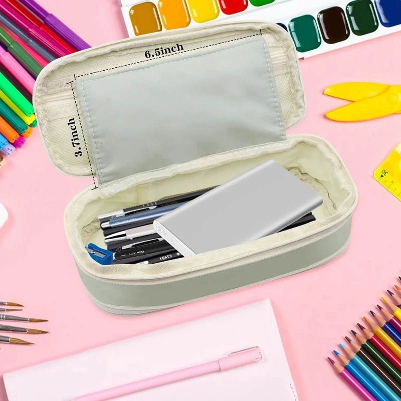 Пенал на молнии для офиса и школы, сумка для ручек для студентов и взрослых для школьных принадлежностей зеленый